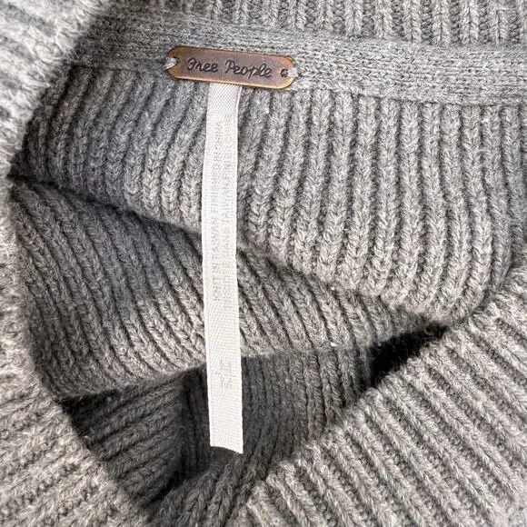 Free People Sweater Women's M Grey Easy Street Oversized Tunic Winter Cozy - Picture 5 of 10